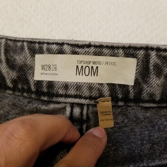 Topshop W28 Cut Off Distressed Black/Grey Denim Shorts High Waisted Women Jorts - Picture 3 of 8